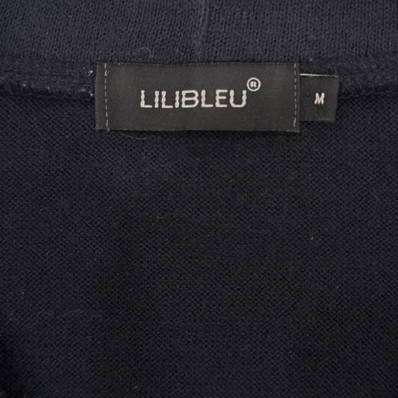 LILIBELU Navy Cardigan – Scalloped Trim, Elbow Patches & Pocket Detail - Picture 6 of 6